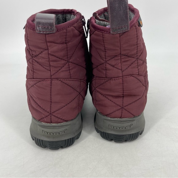 Bogs Women's 9 Snowday  Lo Waterproof Winter Snow Boots Burgundy Side Zip 72697 - Picture 4 of 9
